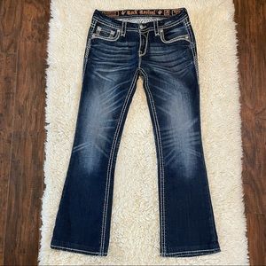 Rock Revival Women’s Roselin Boot Cut Thick Embroidered Studded Jeans Size 29